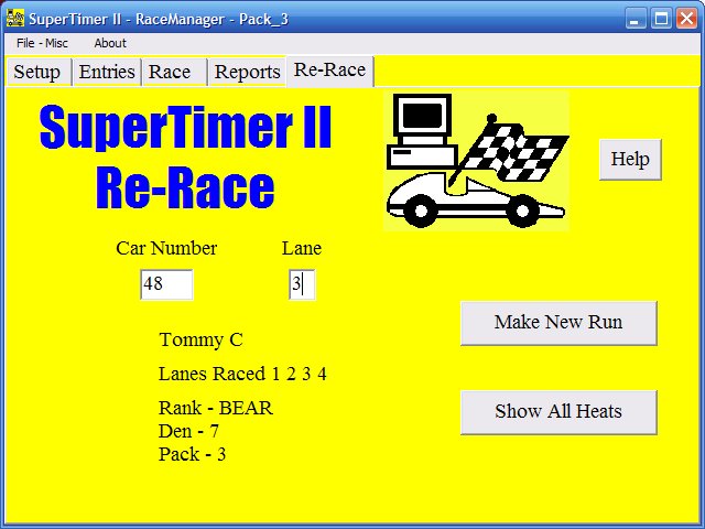 Pinewood Timer Re-Race Screen Capture